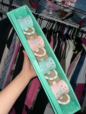 Cute Pastel Dinosaur Espresso Mug Set - Mint & Pink